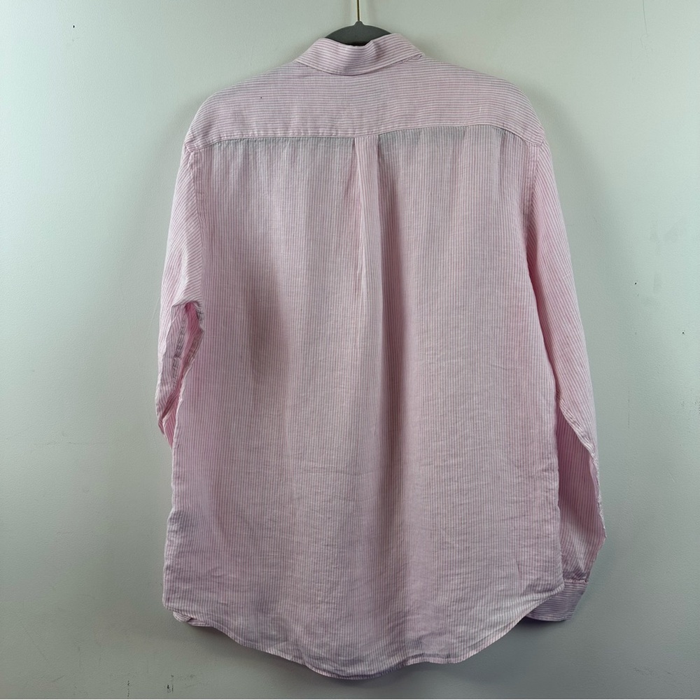J.McLaughlin Pink Stripe Linen Shirt Size XL 100% Linen - Picture 5 of 6